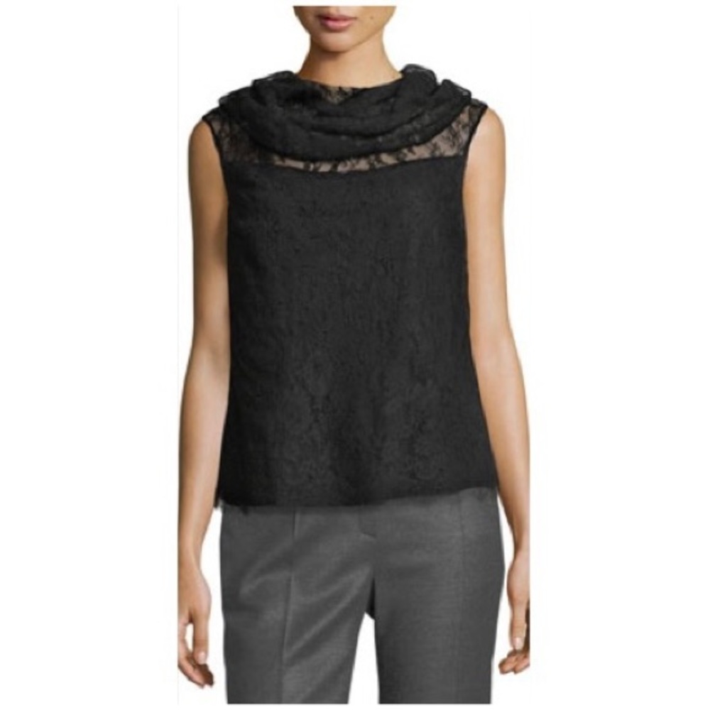 Escada Chantilly Lace Cowl Neck Sleeveless Blouse. Size 40/US M.
